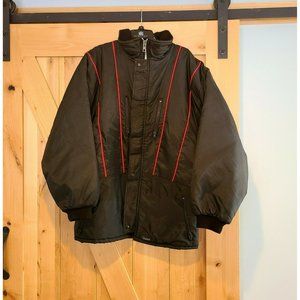 Vintage Big Bill Nylon Parka Coat Men's M Style 324B Black Fleece Quilted Lining